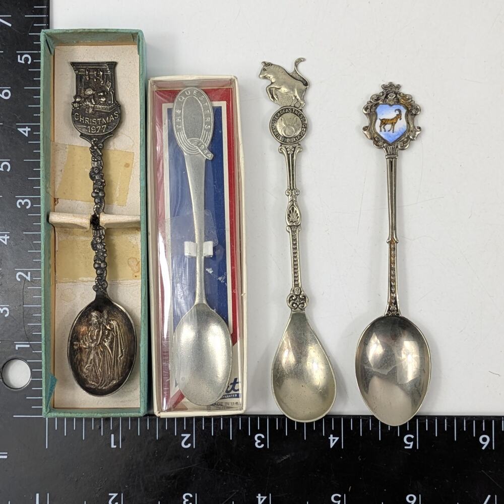 Lot 7 Vtg Souvenir Spoons NASA Space Zodiac Christmas Holiday Cruise EPNS Italy - Picture 15 of 16